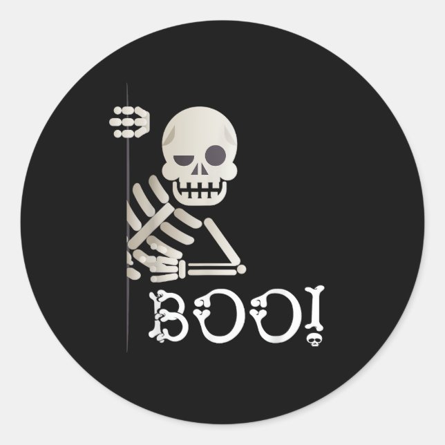 Adesivo Redondo Boo! Cute Escondendo Peekaboo Assustador Crianças  (Frente)