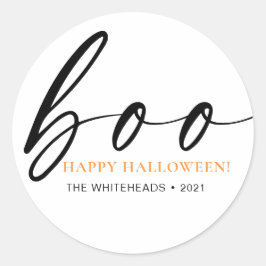 Adesivo Redondo Boo Cute Happy Halloween White
