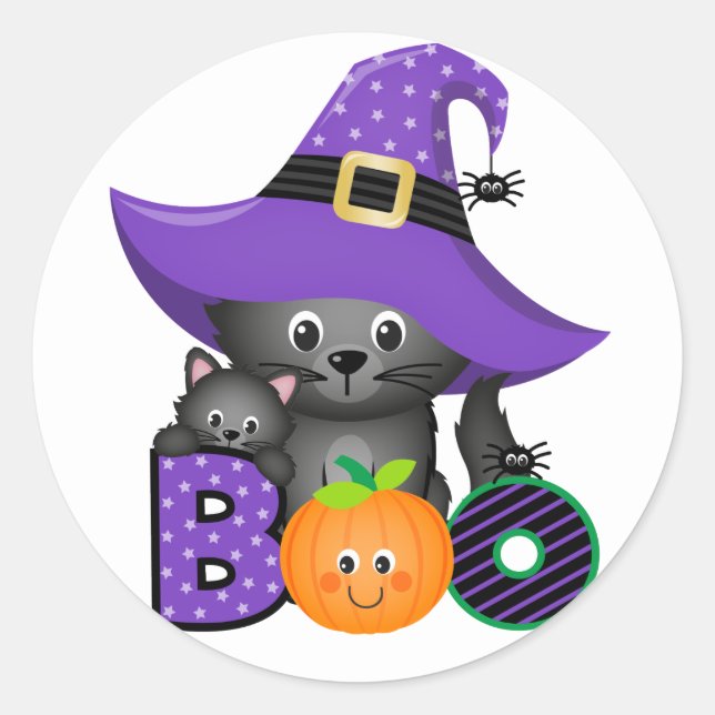 Adesivo Redondo Boo de Halloween (Frente)