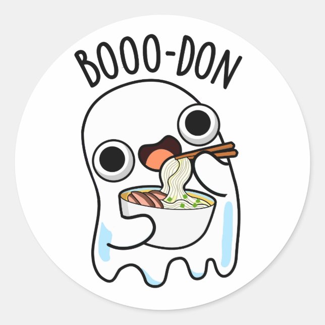 Adesivo Redondo Boo-don Funny Ghost Udon Pun (Frente)