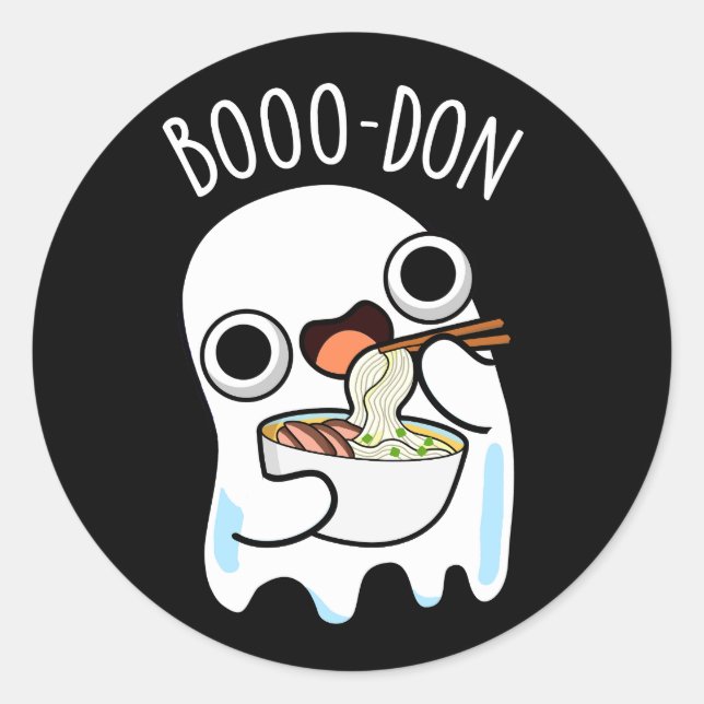 Adesivo Redondo Boo-don Funny Ghost Udon Pun Dark BG (Frente)