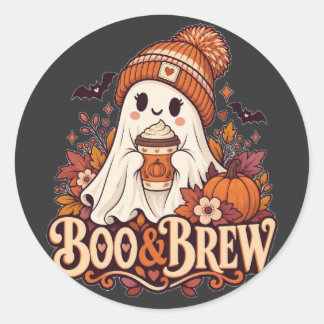 Adesivo Redondo Boo e cerveja Fantasma Halloween