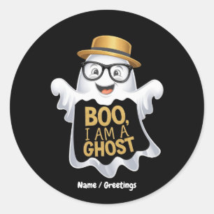 Adesivo Redondo Boo Engraçado Eu Sou um Fantasma Personagem de Hal