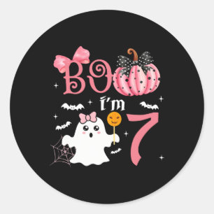 Adesivo Redondo Boo, eu sou sete fantasmas do 7º aniversário do 7