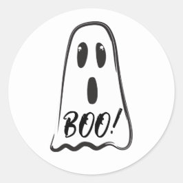 Adesivo Redondo BOO! Fantasma Assustador Fofo Fantasia de Hallowee