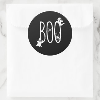 Adesivo Redondo BOO Fantasma de Halloween Tema Assustador & Aranha