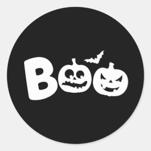 Adesivo Redondo BOO! Feliz Design de Halloween com Scary Pumpkins