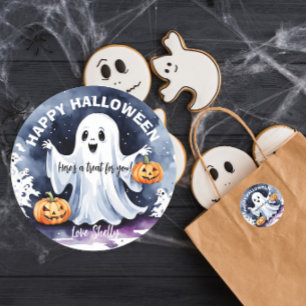 Adesivo Redondo Boo Festa de Halloween Favor Personalizado Fofo