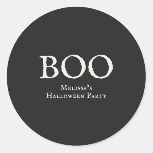 Adesivo Redondo Boo Festa de Halloween Vintage Preto