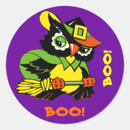 Adesivo Redondo Boo! Funny Owl Halloween