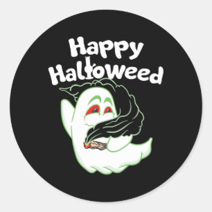 Adesivo Redondo Boo Ghost Smoking Weed ThHappy Halloweed