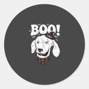 Adesivo Redondo Boo Halloween Cachorro Bruxa Chapéu Morcegos