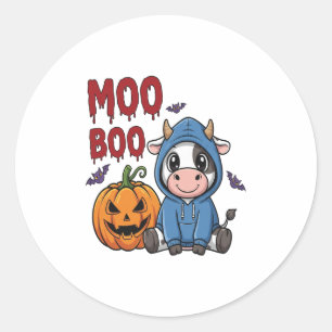 Adesivo Redondo Boo Halloween Spooky Vaca Fantasma