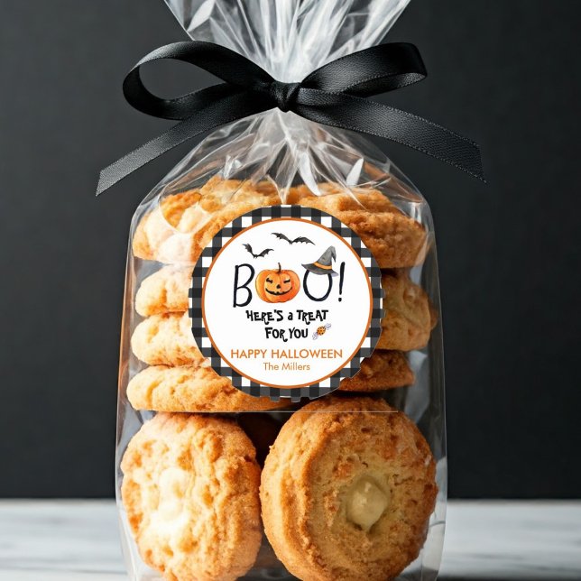 Adesivo Redondo BOO Halloween Treat Pumpkin redondo (Criador carregado)