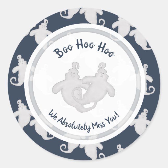 Adesivo Redondo Boo Hoo Ghost Stickers (Frente)