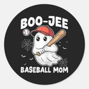 Adesivo Redondo Boo Jee Baseball Mãe Fantasma Má-Noite das Bruxas