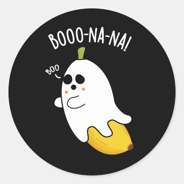 Adesivo Redondo Boo-nana Funny Ghost Banana Pun Dark BG (Frente)
