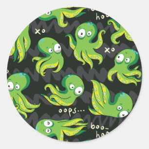 Adesivo Redondo Boo Octopus Green Kids Clothing & Décor
