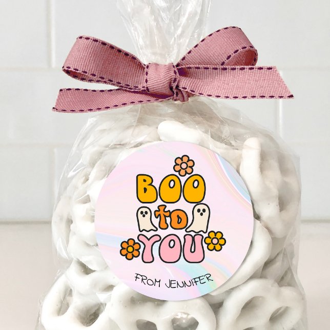 Adesivo Redondo Boo para você, bonitinho Halloween (Personalized Halloween Sticker)