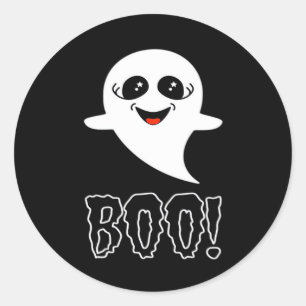 Adesivo Redondo Boo! Pequeno Halloween Por Lucas