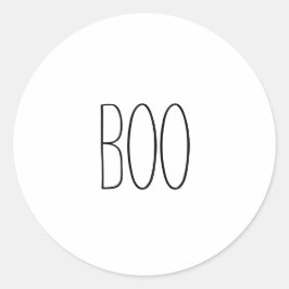 Adesivo Redondo Boo preto e branco assustador manuscrito