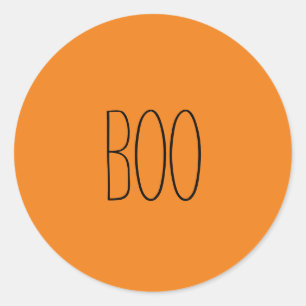Adesivo Redondo Boo preto e laranja assustador manuscrito
