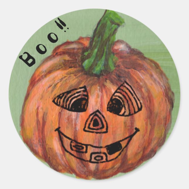 Adesivo Redondo Boo Pumpkin round sticker, selador de envelopes (Frente)