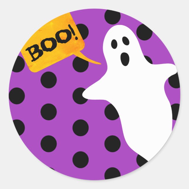 Adesivo Redondo Boo Roxo com Espírito Branco (Frente)