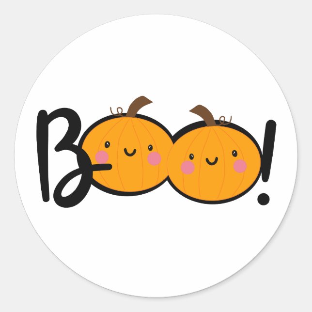 Adesivo Redondo Boo sorrindo Pumpkin Halloween Stickers (Frente)