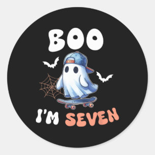 Adesivo Redondo Boo, sou Sete Ghost Skateboard 7 Birthday Hallow