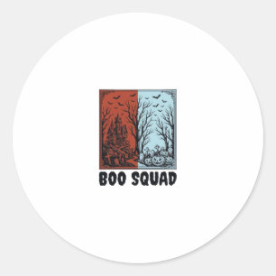 Adesivo Redondo Boo Squad Vintage Halloween Camisa de Abóbora Desi