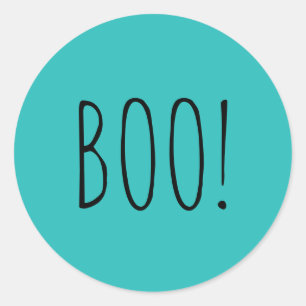 Adesivo Redondo Boo teal black spookies diversão Halloween