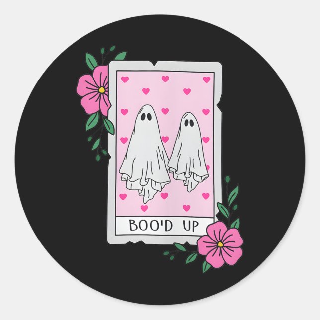 Adesivo Redondo Boo Up Ghost Tarot Halloween Engraçado Fantasma (Frente)