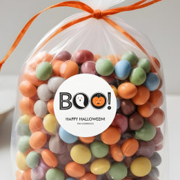Adesivo Redondo Boo! Vinheta Feliz de Halloween