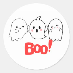 Adesivo Redondo Boo! Vinheta Halloween Divertido e Spooky Décor