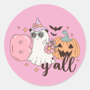 Adesivo Redondo Boo Y'All Halloween