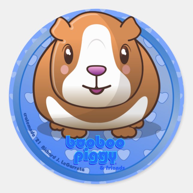 Adesivo Redondo Booboo Piggy Tampão azul redondo (Frente)