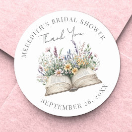Adesivo Redondo Book Bridal Shower Thank You