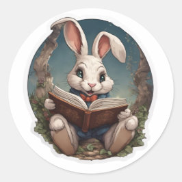 Adesivo Redondo Book Bunny Sticker
