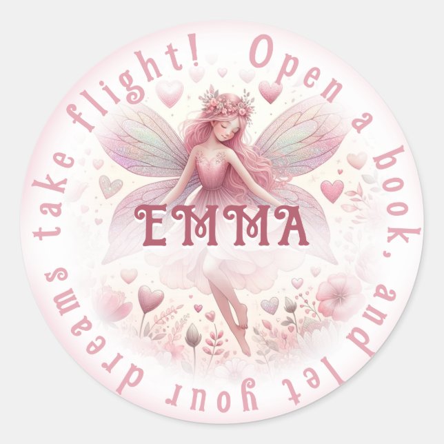Adesivo Redondo Book Fairy (Frente)
