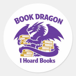 Adesivo Redondo Book Lover Sticker | Book Dragon I Hoard Books Vin