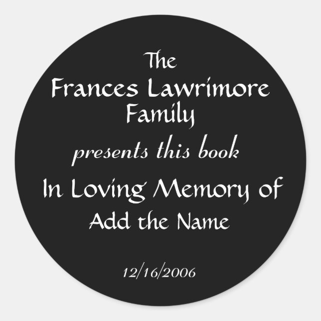 Adesivo Redondo Book Plate Sticker por SRF (Frente)