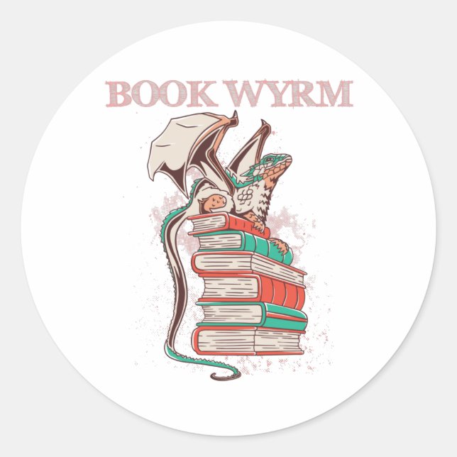 Adesivo Redondo Book Wyrm (Frente)