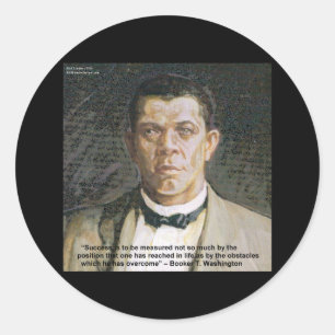 Adesivo Redondo Booker T Washington & Citação de Sucesso