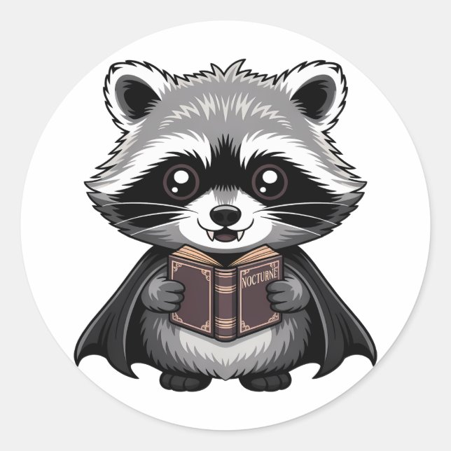 Adesivo Redondo Bookire Vampire Raccoon Gothic (Frente)