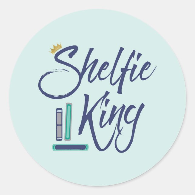Adesivo Redondo Booklover Shelfie King (Frente)