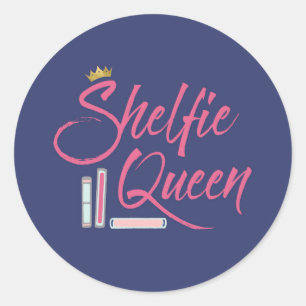 Adesivo Redondo Booklover Shelfie Queen