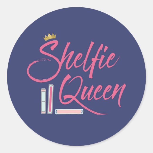 Adesivo Redondo Booklover Shelfie Queen (Frente)
