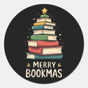 Adesivo Redondo Bookmas felizes - Pilha Festiva de Livros