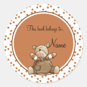 Adesivo Redondo Bookplate bonito do baer do ursinho do bebê